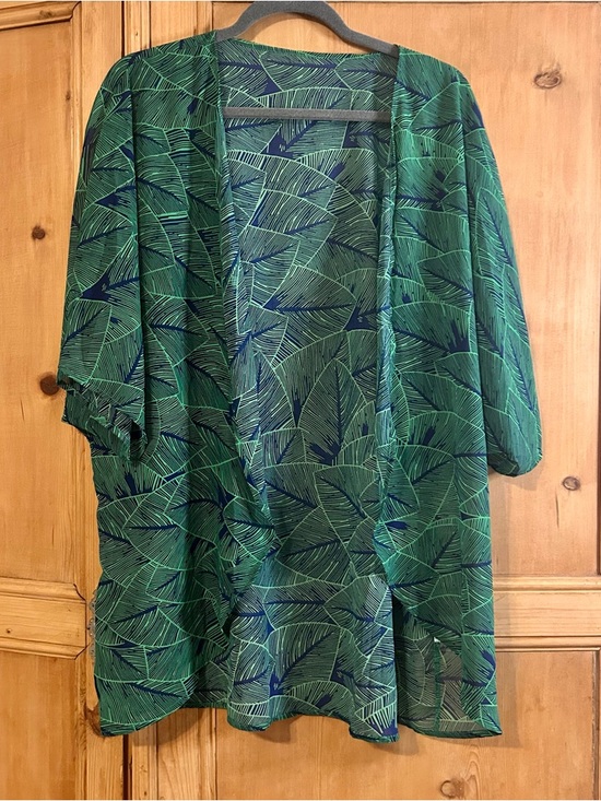 Other - Women's Green Leaf-Print Kimono Style Swim Coverup Sz XL - NEW!